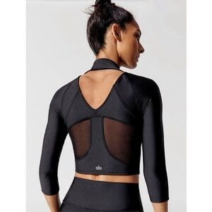 ALO Yoga Archer Airlift Mesh Black Crop Top Size Large